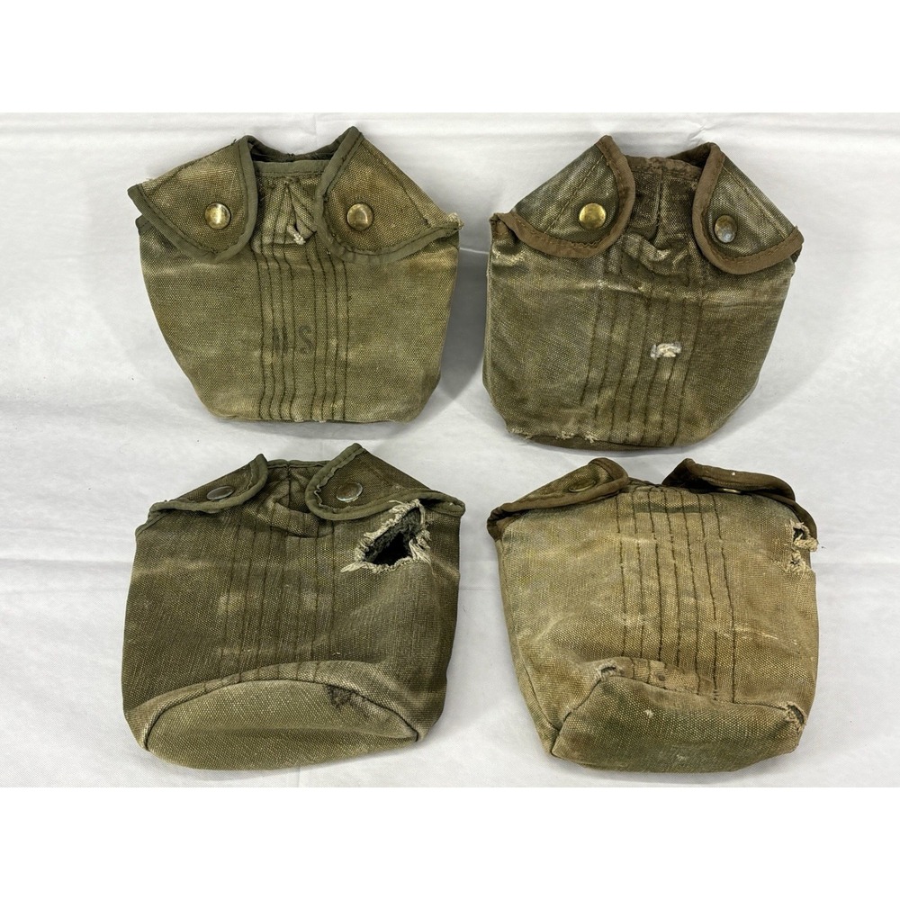 Genuine US Vietnam War M1956 Canteen Cover Military Lot of 4 M-1956 Need Repair